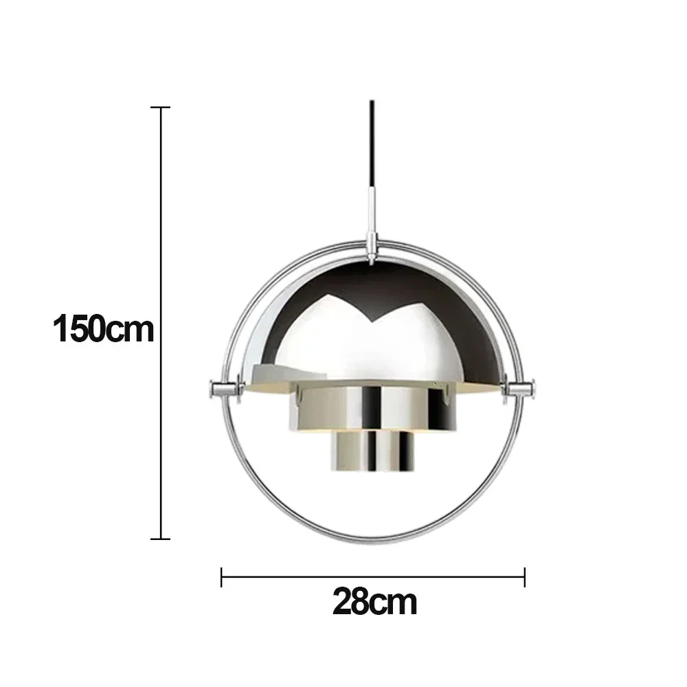 LIVARA 28/32cm Pendant Light Modern Adjustable Brushed Metal Shade Multi-layer Metal Structure Soft Light Diffusion & Exquisite Craftsmanship - Silver - Image 5