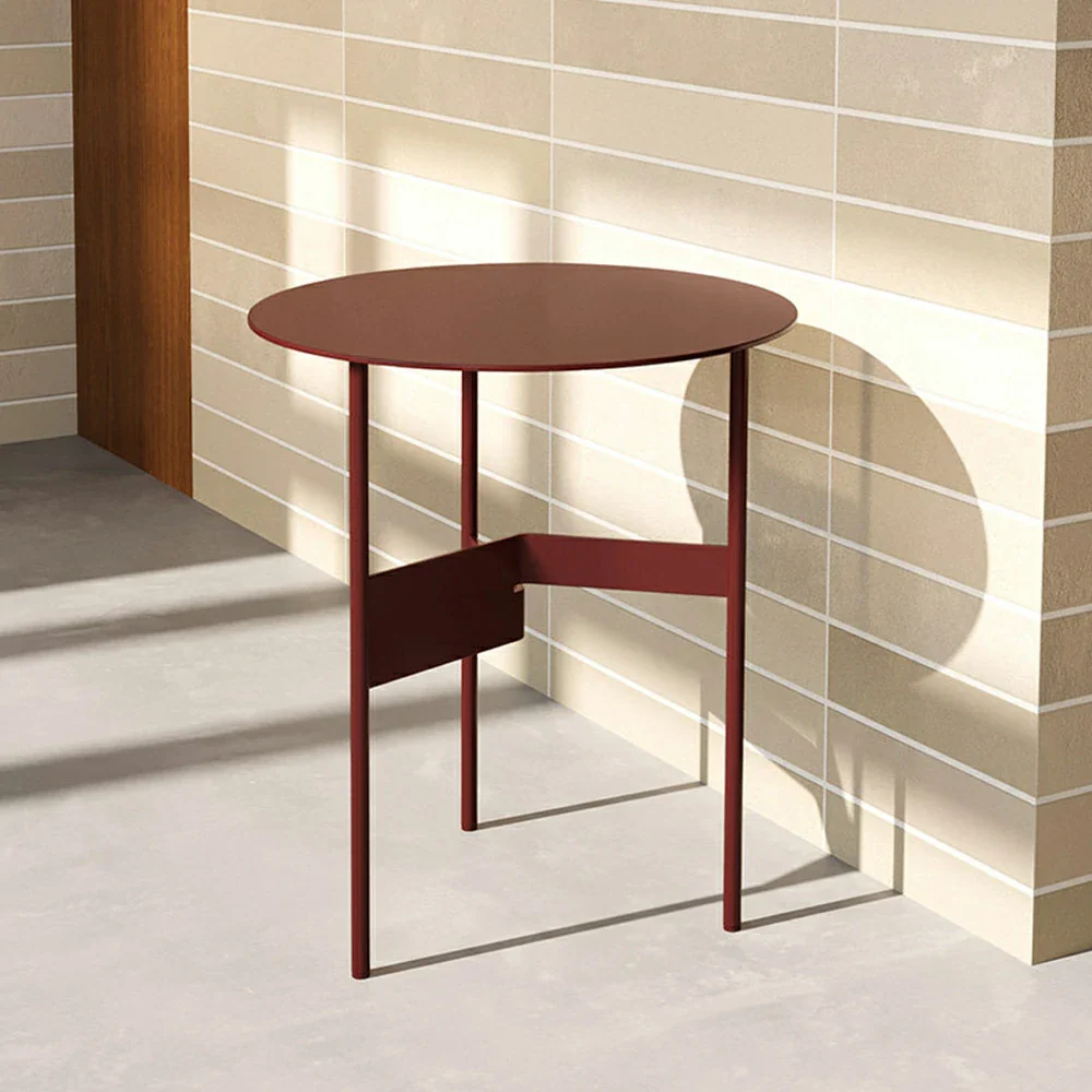 LIVARA Modern Side Table - Powder-Coated Steel Frame - Scratch & Rust Resistant - Compact Multi-Use Accent Table - Red - Image 2