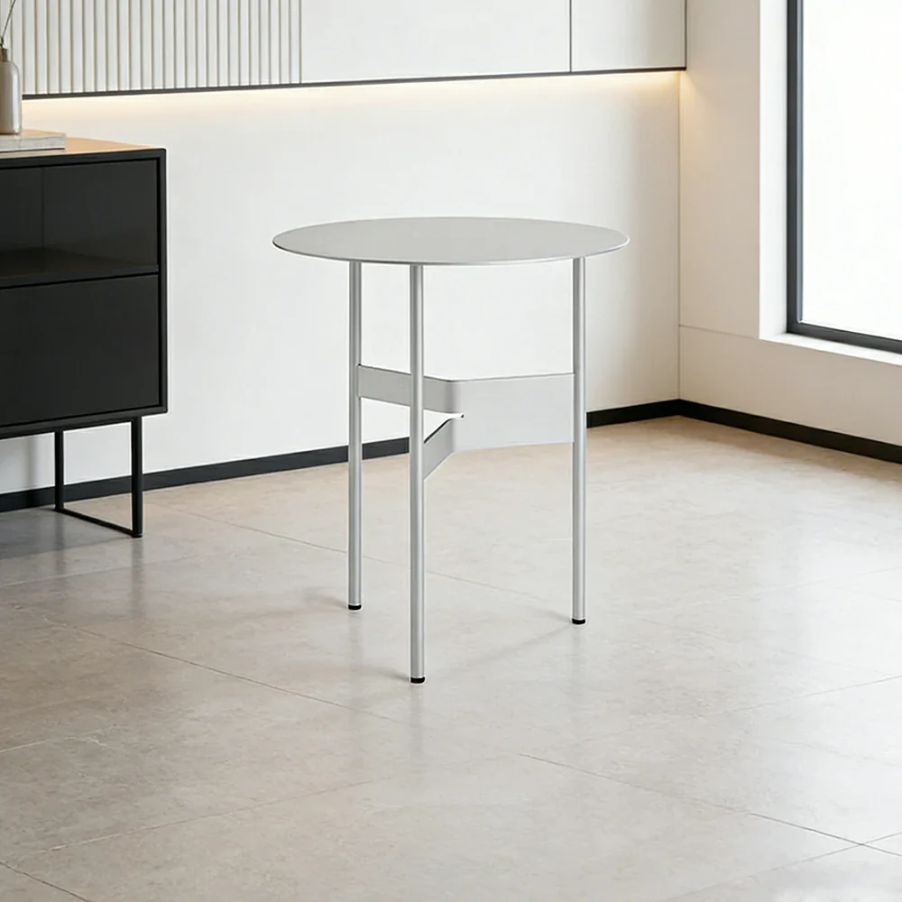 LIVARA Modern Side Table - Powder-Coated Steel Frame - Scratch & Rust Resistant - Compact Multi-Use Accent Table - Silver - Image 2
