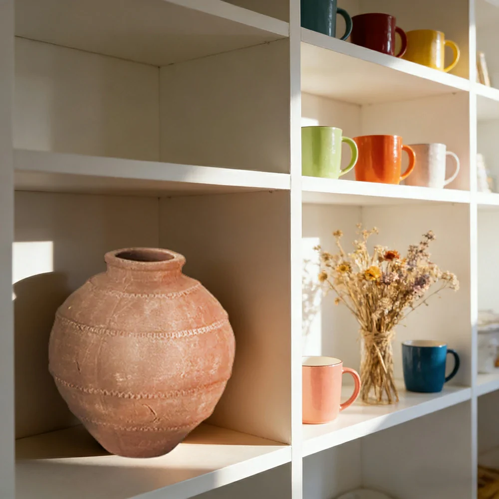 LIVARA Ceramic Vase Ornament Subtle Branch Pattern Form Designed for Dry Styling Matte Ceramic Decorative Object - Image 4