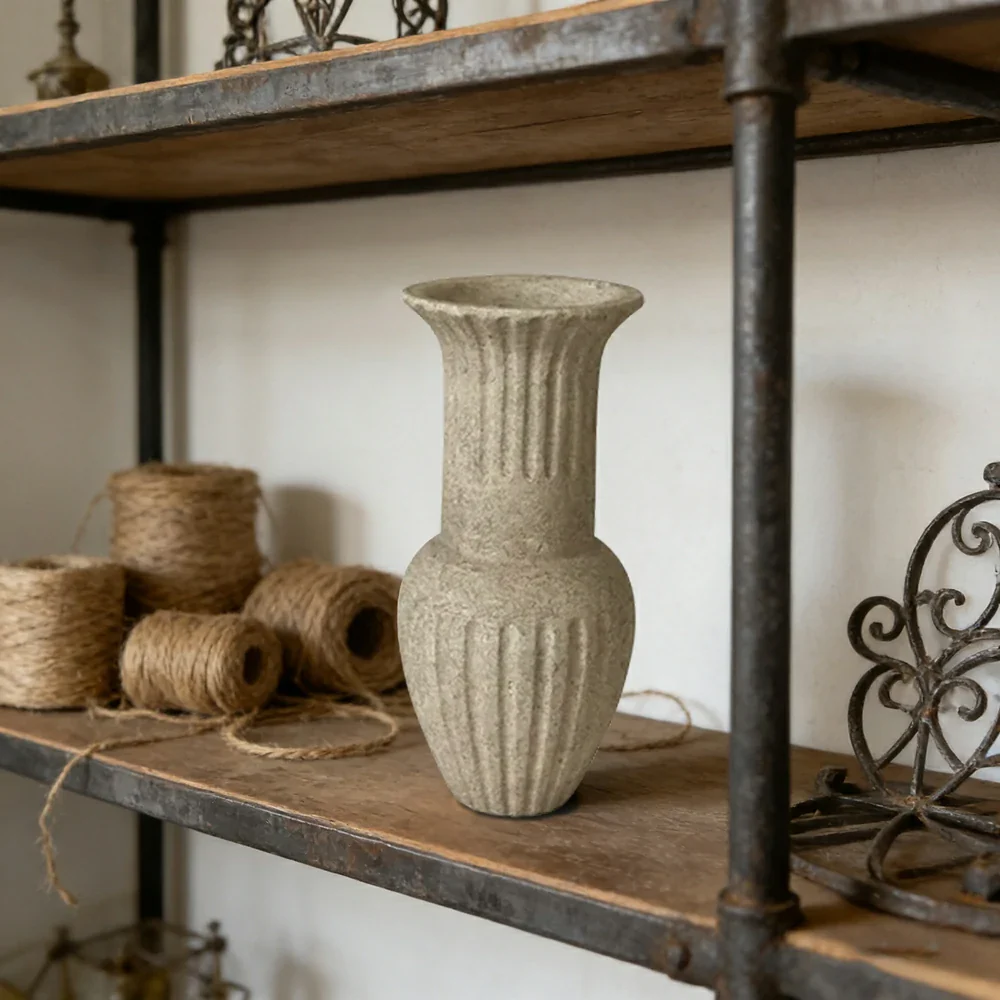 LIVARA Ceramic Vase Ornament Rustic Coarse Pottery Vessel Not Suitable for Water Artistic Home Display Raw Textured Finish - Image 2