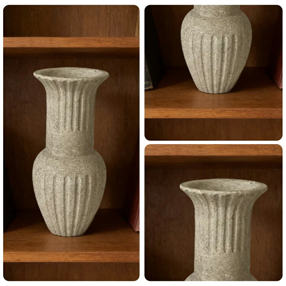 LIVARA Ceramic Vase Ornament Rustic Coarse Pottery Vessel Not Suitable for Water Artistic Home Display Raw Textured Finish - Image 3