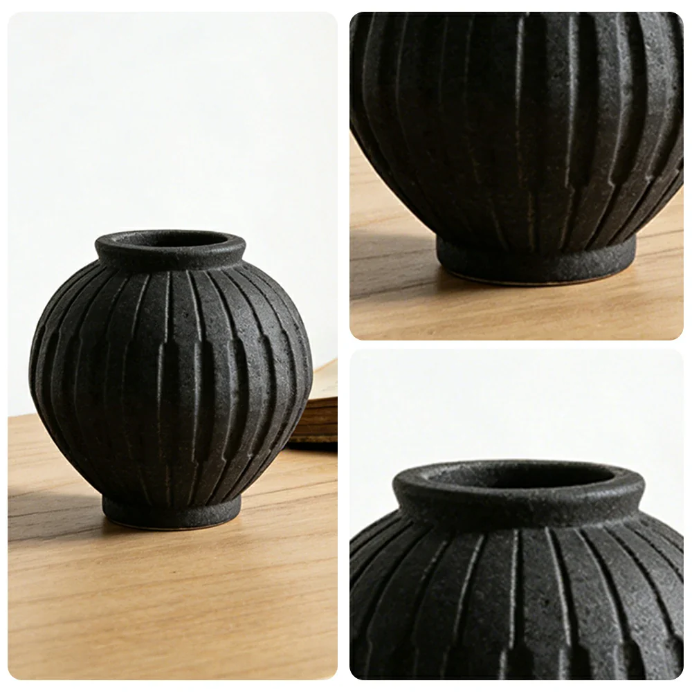 LIVARA Ceramic Vase Ornament Ancient Rustic Pottery Texture Display Vessel Not Recommended for Water Artistic Space Accent - Image 3