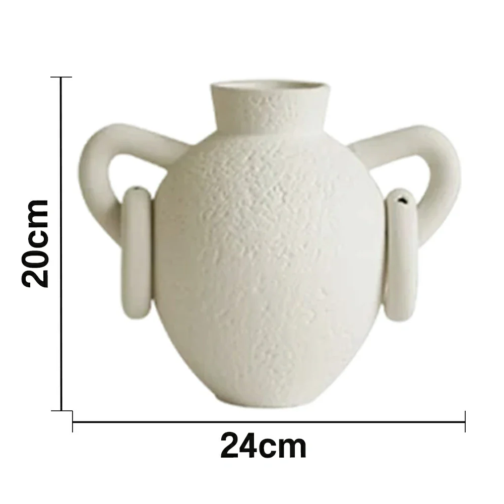 LIVARA Ceramic Vase Ornament Sculpted Double-Handle Ring Form Display Vessel Not Recommended for Water Decorative Art Object - Image 5