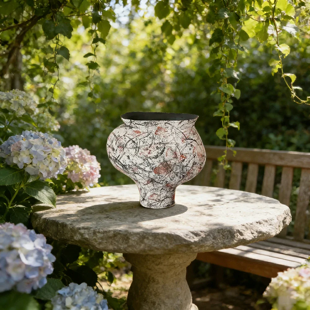 LIVARA Ceramic Vase Ornament Textured Graffiti Vessel Water-Propagation Ready Artistic Home Display Matte Ceramic Handcrafted Finish - Image 2
