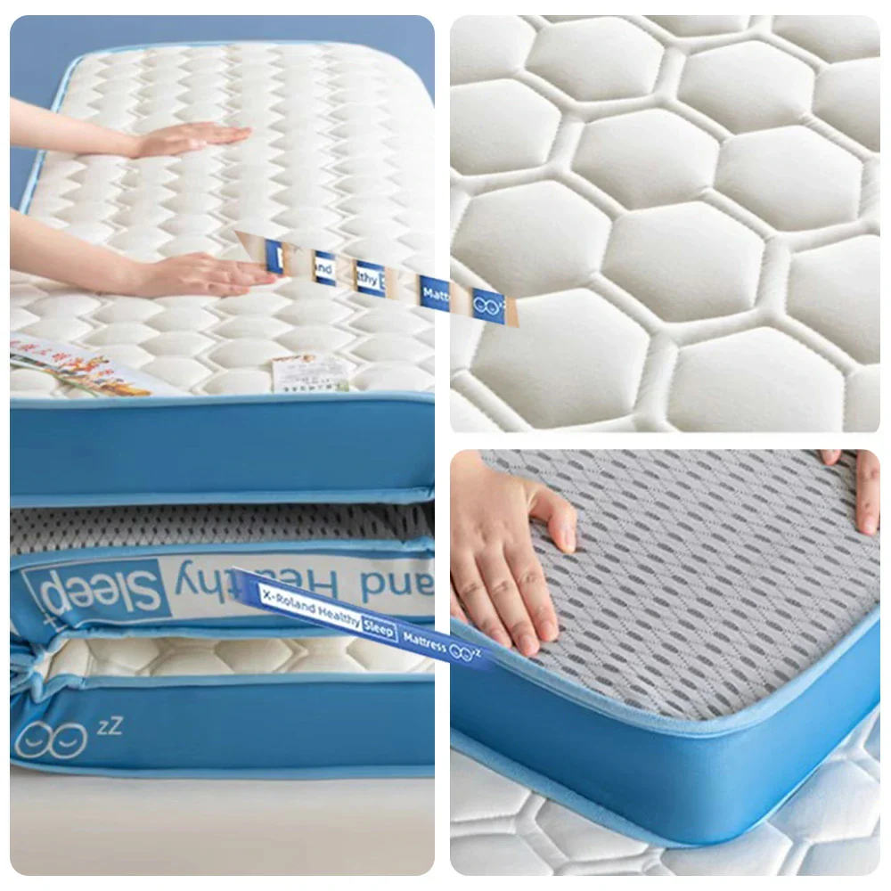 LIVARA Latex Mattress 120/150/180cm - 5cm Thick, Breathable Cotton Cover, Resilient Support for Comfortable Sleep - Blue - Image 4