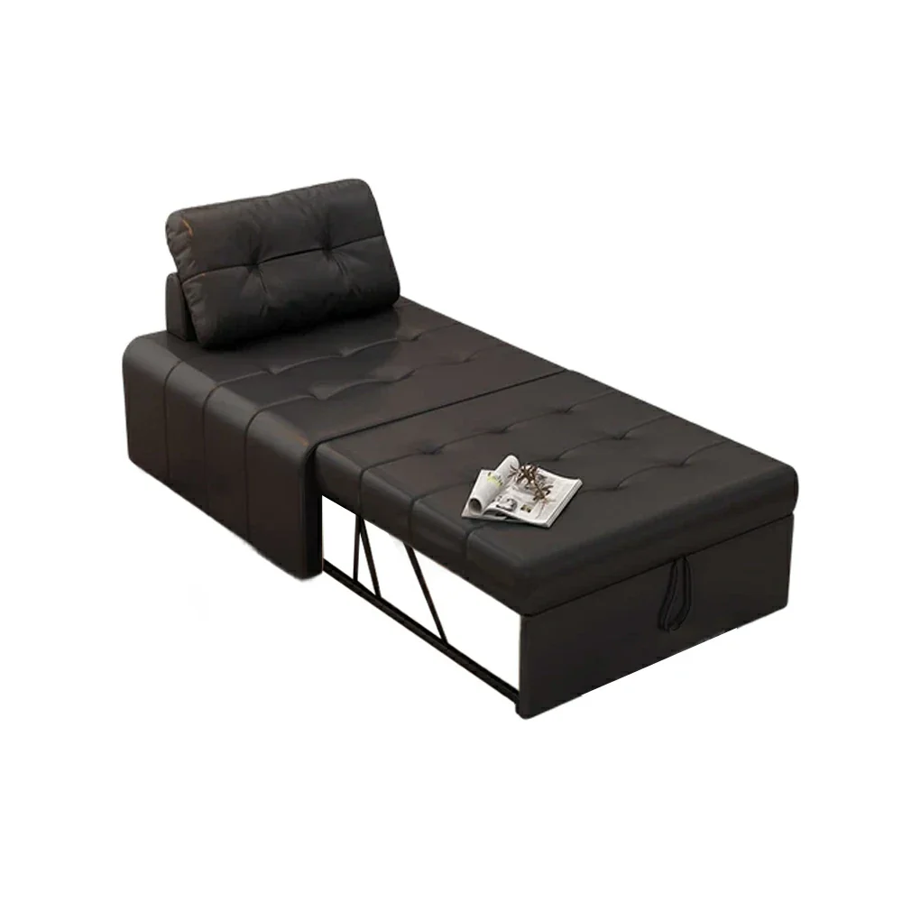 LIVARA 88/108cm Adjustable Backrest Convertible Sofa Bed, Wear-Resistant Cat Scratch Fabric, Space-Saving Sleeper Design - Black