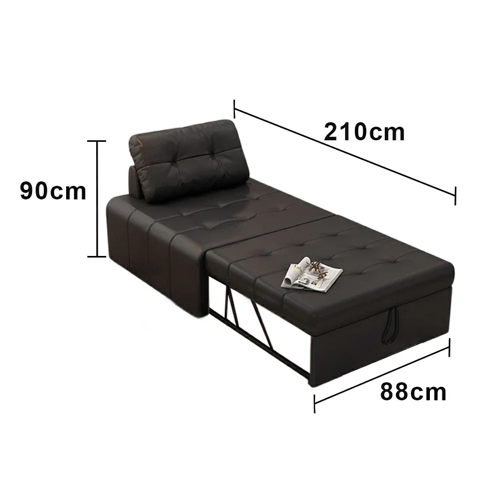 LIVARA 88/108cm Adjustable Backrest Convertible Sofa Bed, Wear-Resistant Cat Scratch Fabric, Space-Saving Sleeper Design - Black - Image 5