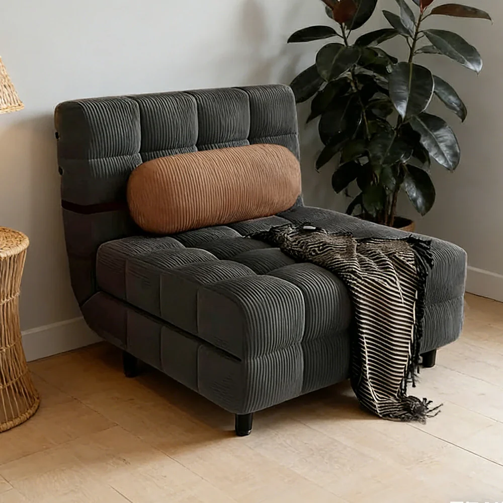 LIVARA 80/120cm Convertible Sofa Bed, 45D High-Density Foam, Fully Removable & Washable Cover, Space-Saving Design - Grey - Image 2