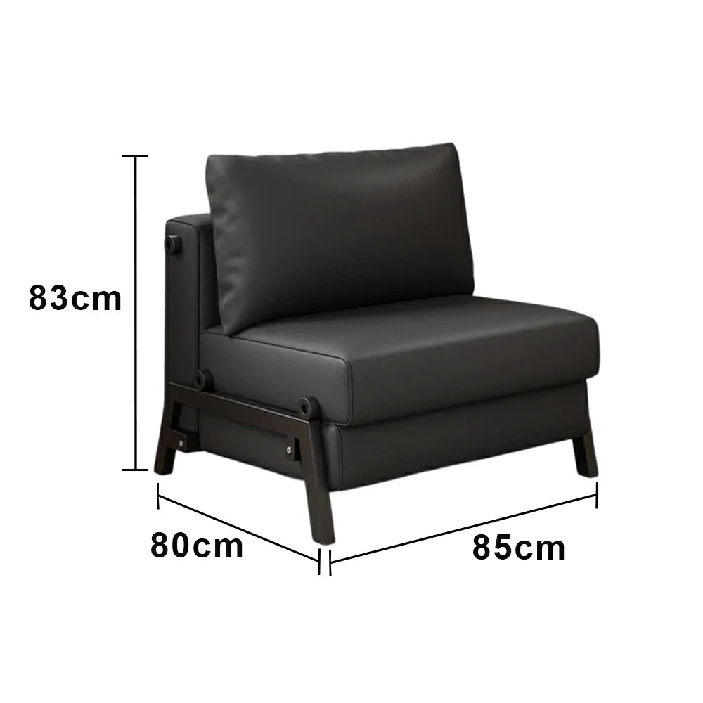 LIVARA 85/100cm Convertible Sofa Bed, Pet-Scratch Resistant Upholstery, High-Density Foam, Reinforced Larch Wood Frame, Space-Saving Design - Black - Image 5