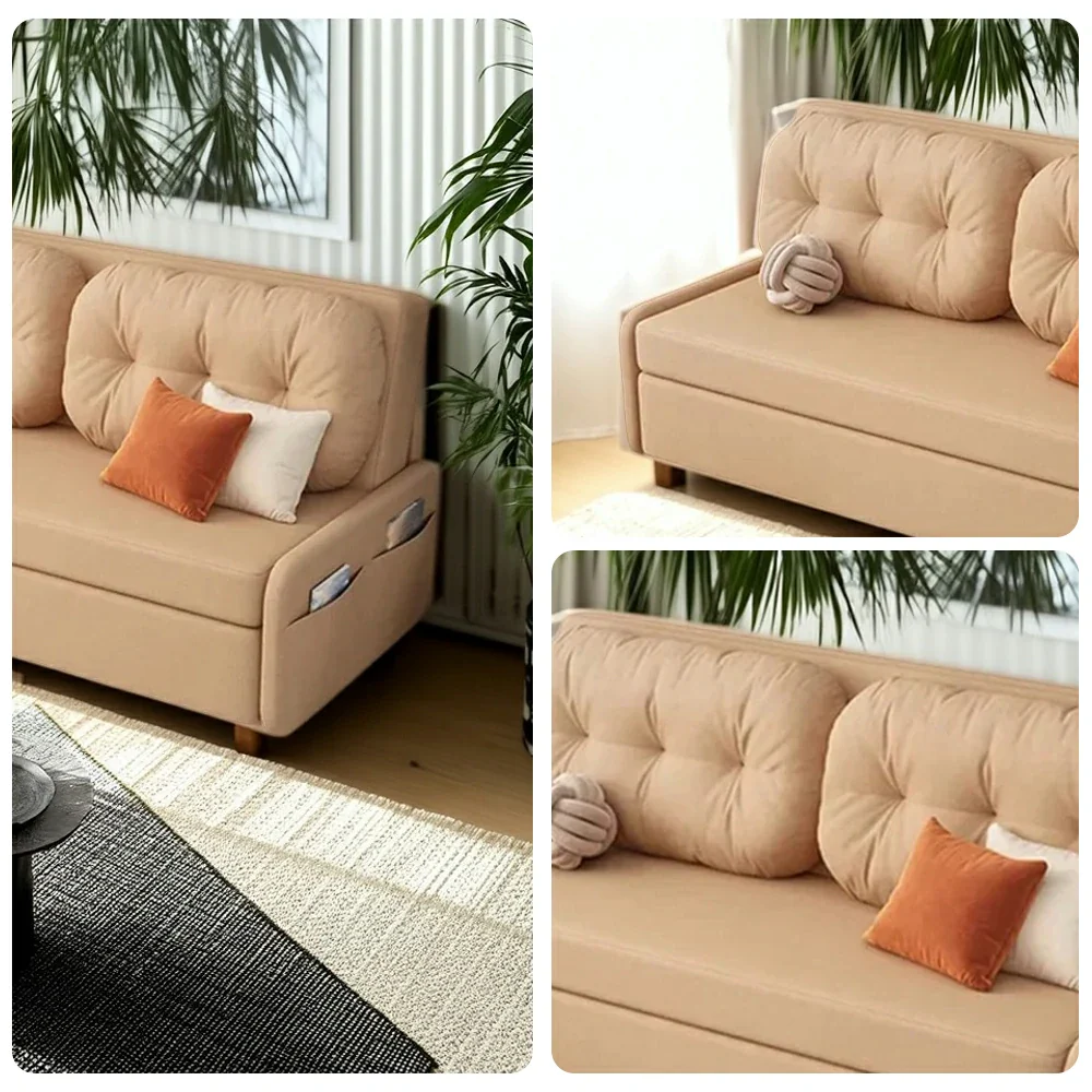 LIVARA 100/120cm Sofa Bed, Skin-Friendly Milk Velvet Fabric, No Storage Design, 8cm Comfort Foam Cushion, Space-Saving Pull-Out Style - Coffee - Image 3