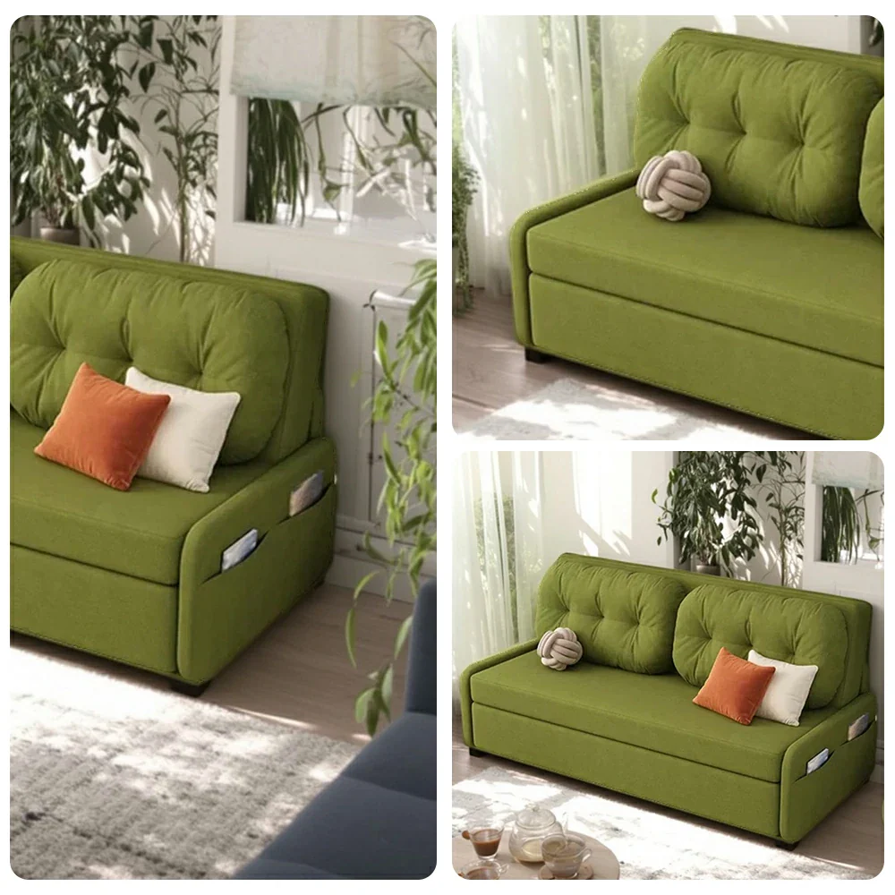 LIVARA 100/120cm Sofa Bed, Skin-Friendly Milk Velvet Fabric, No Storage Design, 8cm Comfort Foam Cushion, Space-Saving Pull-Out Style - Green - Image 3