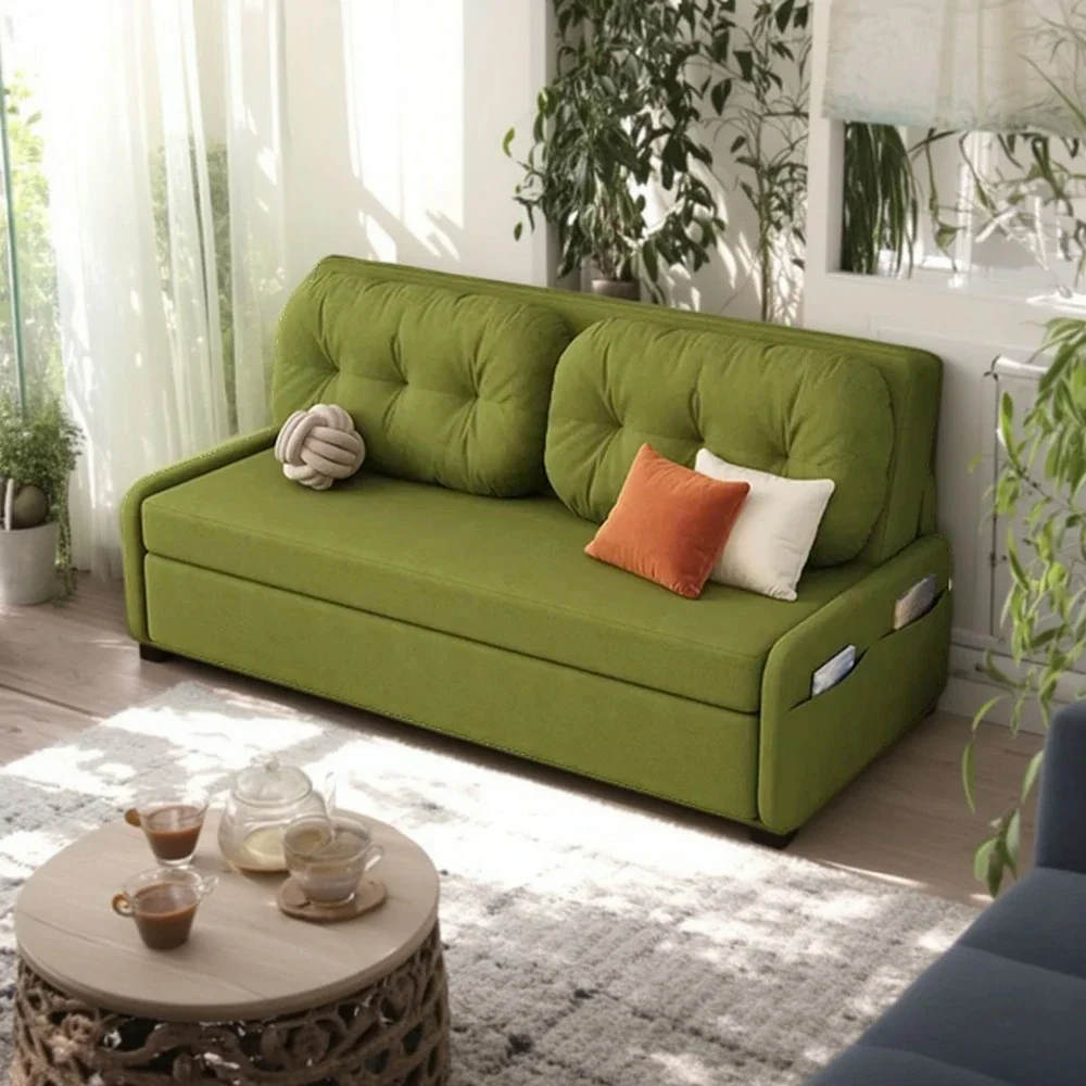 LIVARA 100/120cm Sofa Bed, Skin-Friendly Milk Velvet Fabric, No Storage Design, 8cm Comfort Foam Cushion, Space-Saving Pull-Out Style - Green - Image 4