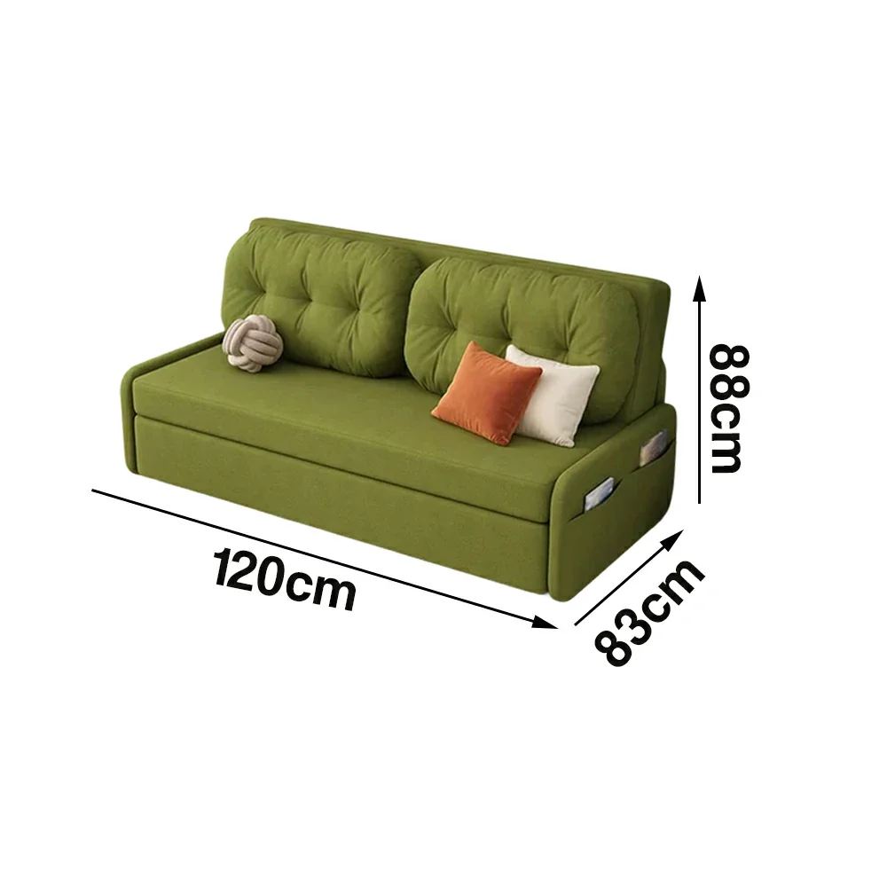 LIVARA 100/120cm Sofa Bed, Skin-Friendly Milk Velvet Fabric, No Storage Design, 8cm Comfort Foam Cushion, Space-Saving Pull-Out Style - Green - Image 6