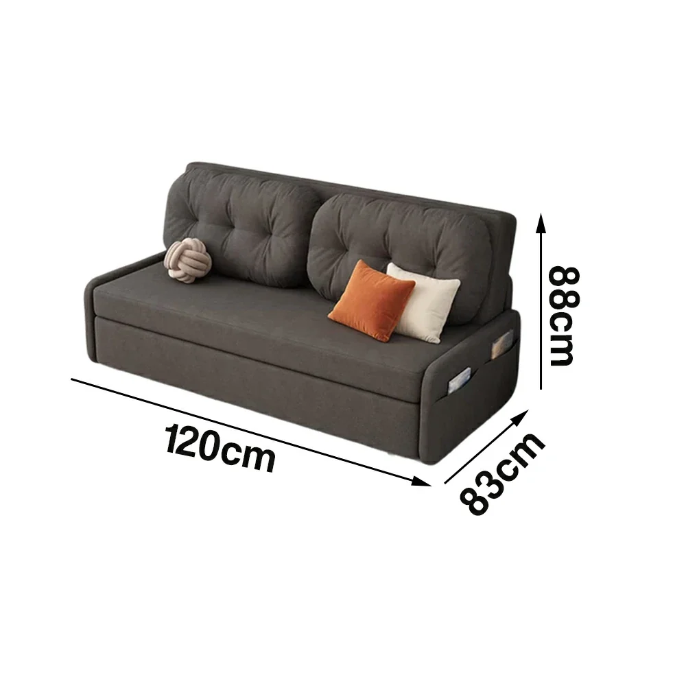 LIVARA 100/120cm Sofa Bed, Skin-Friendly Milk Velvet Fabric, No Storage Design, 8cm Comfort Foam Cushion, Space-Saving Pull-Out Style - Grey - Image 6
