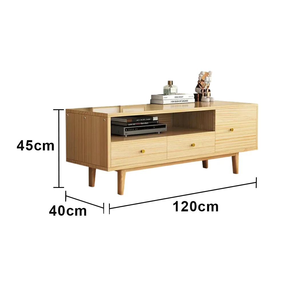 LIVARA TV Unit - Wide Tabletop Design with Thickened Panel Construction, Multi-Storage Drawers & Solid Wood Legs - Image 5