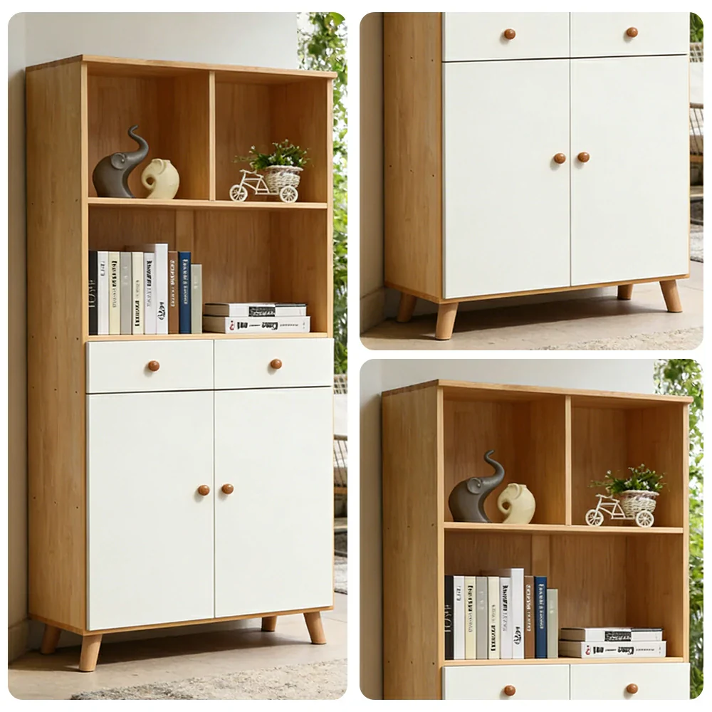 LIVARA 80cm Tall Storage Cabinet - Eco-Friendly Solid Wood with Reinforced Shelving, Drawer Storage & Soft-Close Runners - Image 3