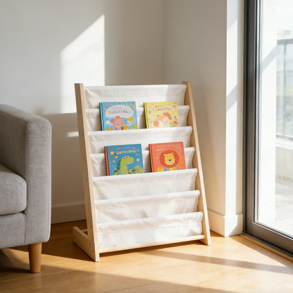LIVARA Wooden Standing Rack, Stable Triangular Support, Solid Pine Wood Frame, Removable Fabric Cover - Image 4