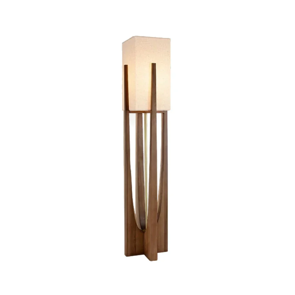 LIVARA Floor Lamp 52/82/145cm Soft Lighting Cotton-Linen Shade Ash Wood Body Brass Hardware Premium Design - Walnut - Image 11