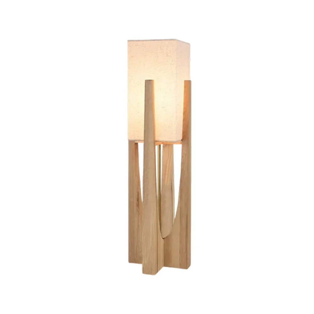 LIVARA Floor Lamp 52/82/145cm Soft Lighting Cotton-Linen Shade Ash Wood Body Brass Hardware Premium Design - Wood - Image 6