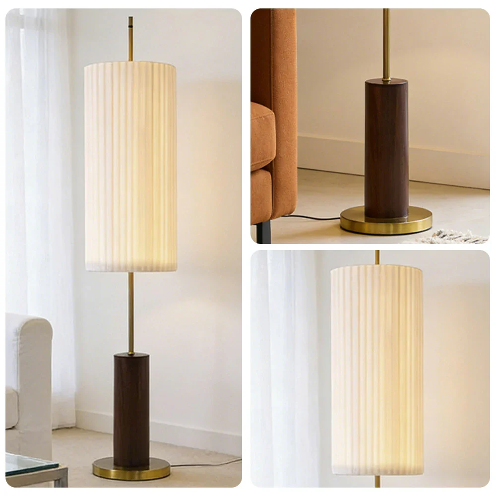 LIVARA Floor Lamp Full-Spectrum Eye-Care Lighting Iron Base Wood Grain Finish Foot Switch Design - Walnut - Image 3