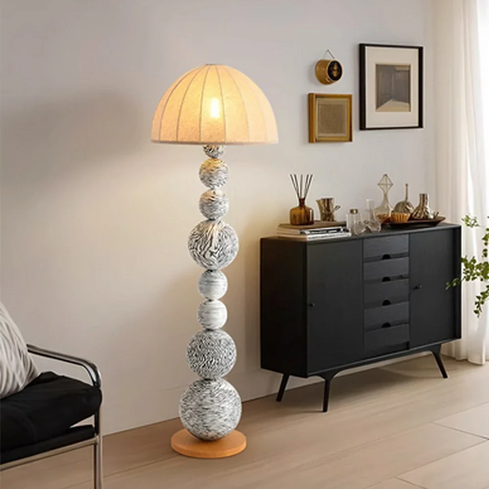 LIVARA Floor Lamp Three-Mode Lighting Flicker-Free Linen Shade Zebra Pattern Design - Image 4