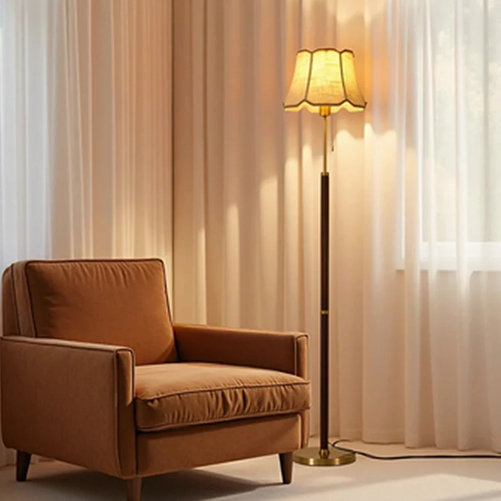 LIVARA Premium Floor Lamp Soft Lighting Fabric Shade Precision Brass Body Weighted Stable Base Luxury Style - Image 2