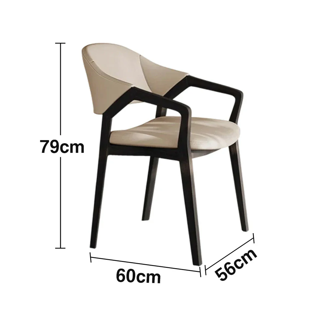 LIVARA Chair Napa-Grade Tech Leather High-Resilience Foam Shaping Support Solid Wood Frame Comfortable Seat - Khaki - Image 5