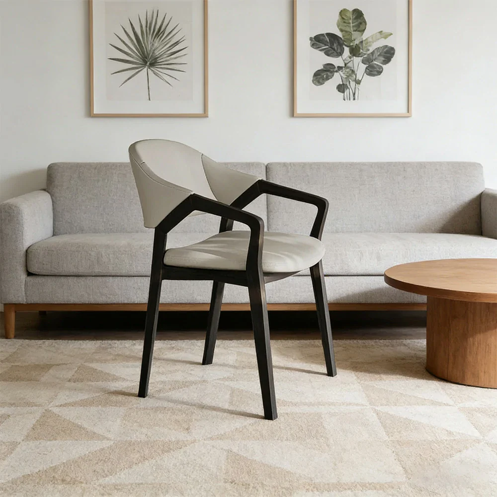 LIVARA Chair Napa-Grade Tech Leather High-Resilience Foam Shaping Support Solid Wood Frame Comfortable Seat - Grey - Image 4