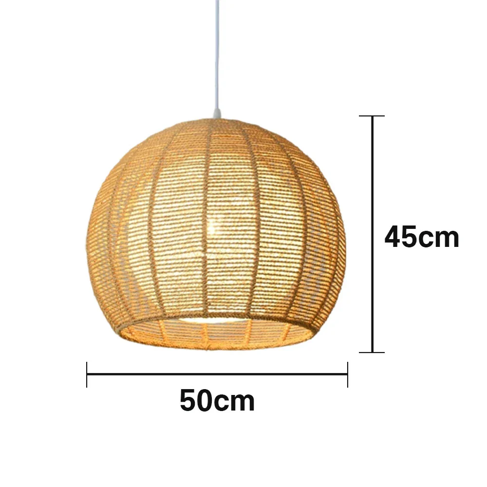 LIVARA 30/36/50cm Hemp Rope Pendant Light, Handcrafted Round Lampshade with E27 Bulb Included Creative Woven Desig - Beige - Image 13