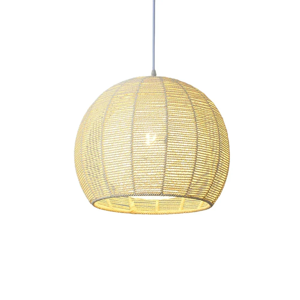 LIVARA 30/36/50cm Hemp Rope Pendant Light, Handcrafted Round Lampshade with E27 Bulb Included Creative Woven Desig - Yellow - Image 6