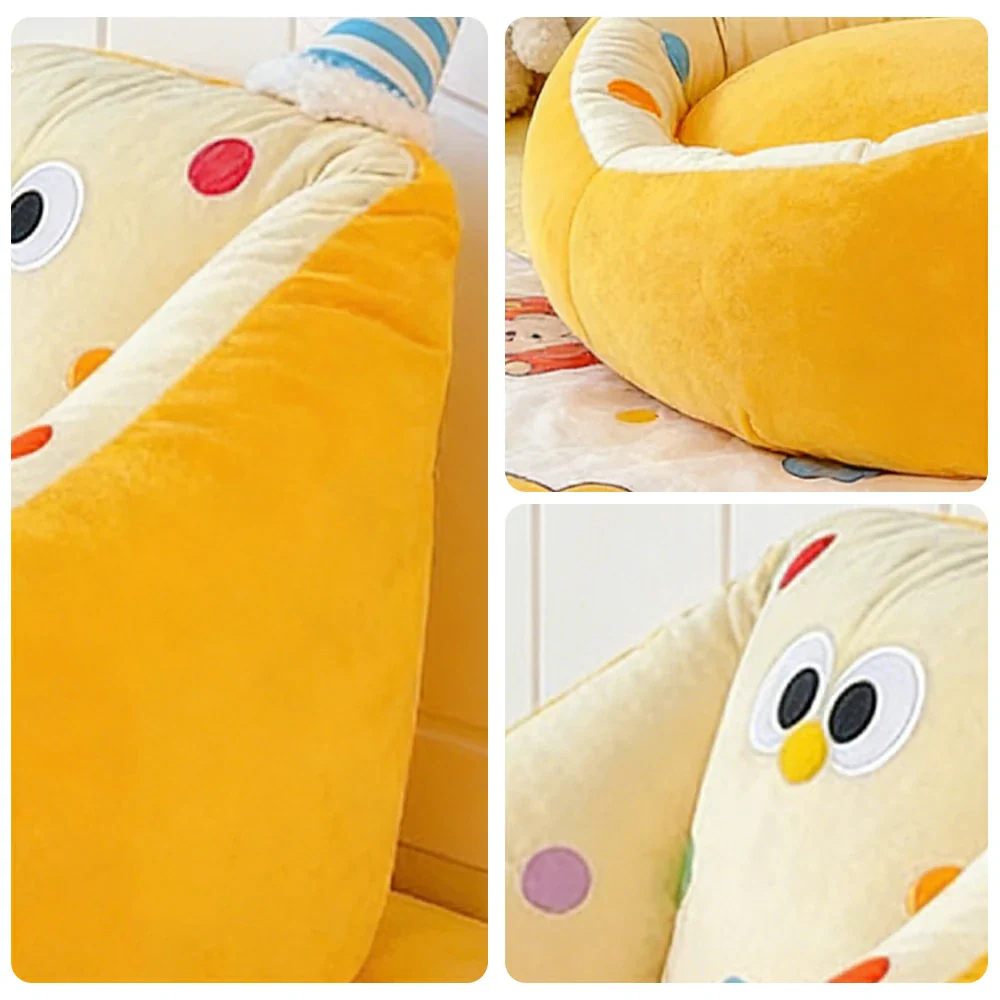 LIVARA 45/55cm Floor Seat Cushion, Wraparound Support Design, Plush Filled Core, Yellow Polka Dot Pattern, Non-Slip Base - Image 3