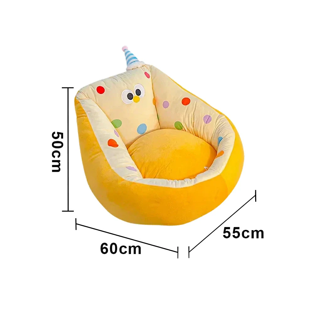 LIVARA 45/55cm Floor Seat Cushion, Wraparound Support Design, Plush Filled Core, Yellow Polka Dot Pattern, Non-Slip Base - Image 6