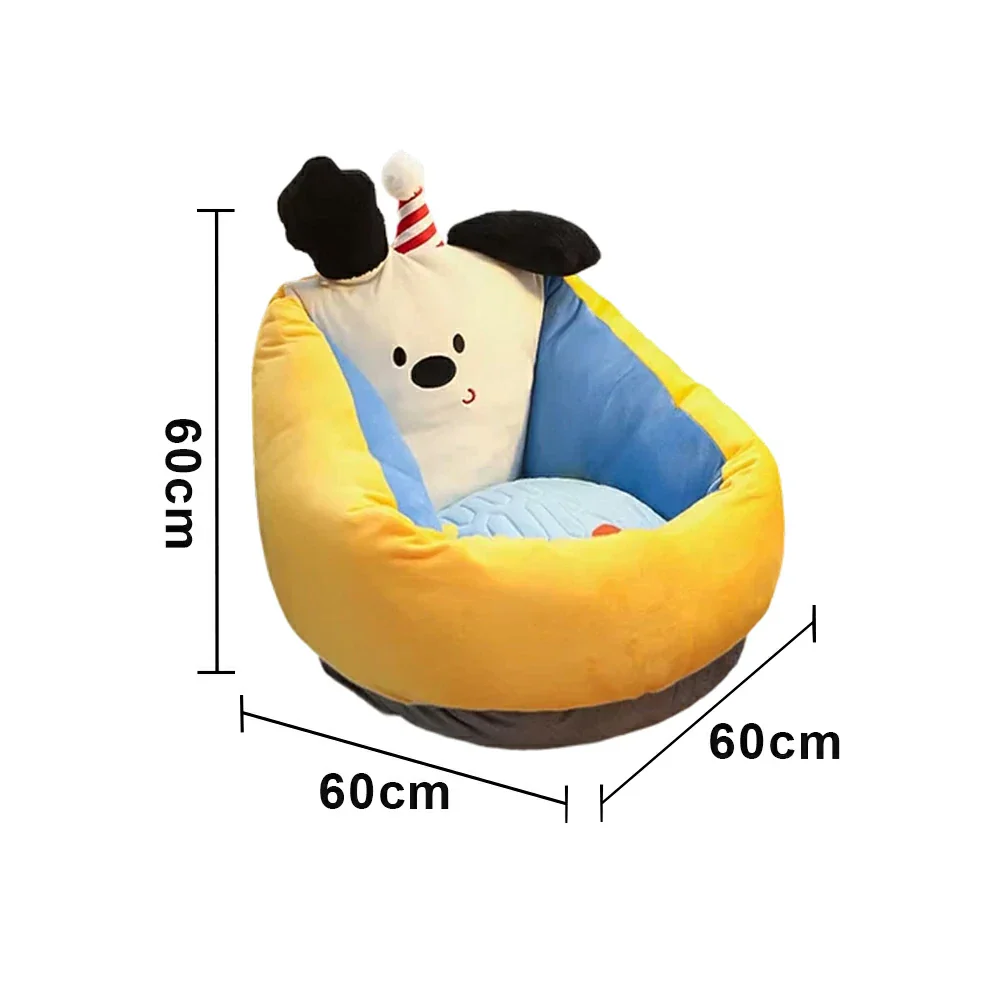 LIVARA 50/60cm Floor Seat Cushion, Wraparound Support Design, Plush Filled Core, Yellow Candy Dog Pattern, Non-Slip Base - Image 6