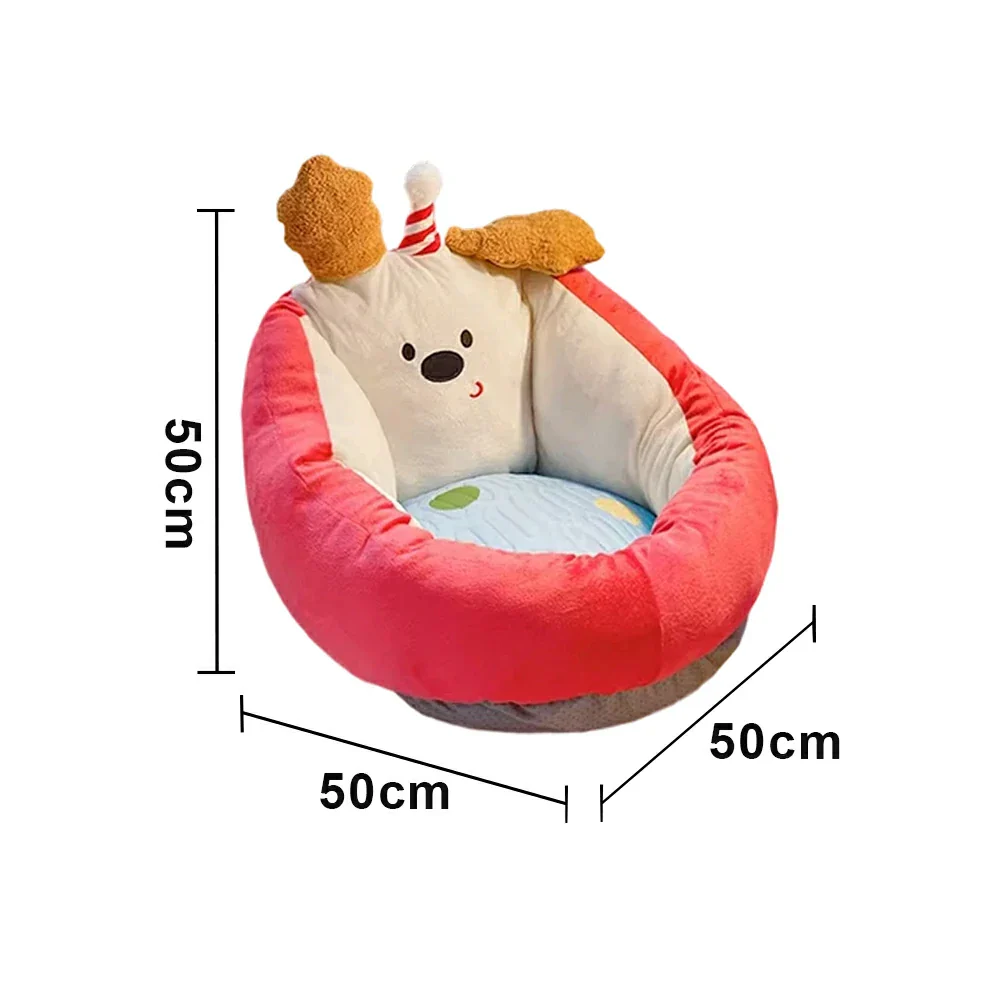 LIVARA 50/60cm Floor Seat Cushion, Wraparound Support Design, Plush Filled Core, Red Happy Dog Pattern, Non-Slip Base - Image 5