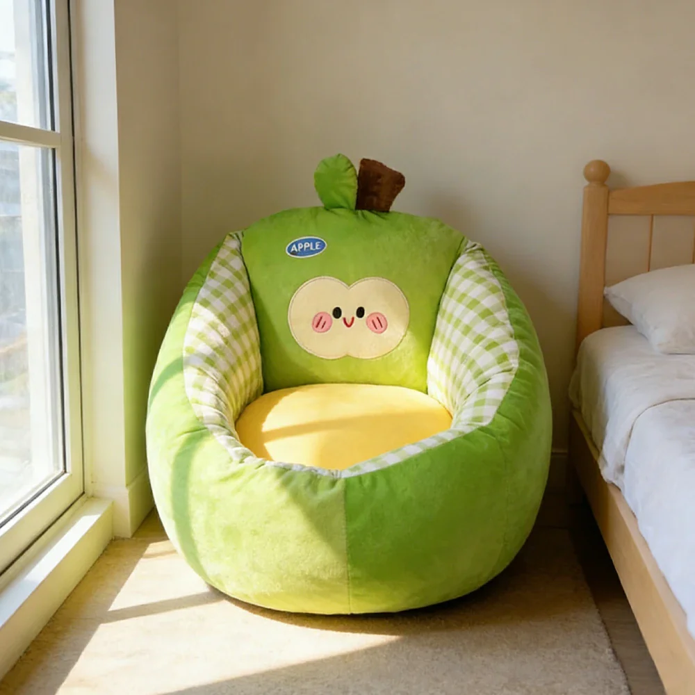 LIVARA 50/60cm Floor Seat Cushion, Wraparound Support Design, Plush Filled Core, Green Apple Pattern, Non-Slip Base - Image 2