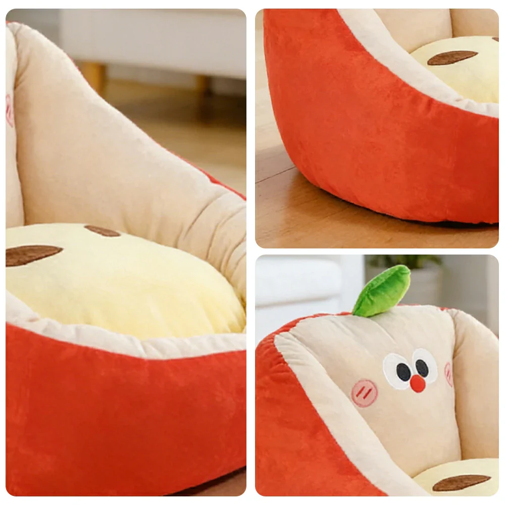 LIVARA 45/55cm Floor Seat Cushion, Wraparound Support Design, Plush Filled Core, Cute Apple Pattern, Non-Slip Base - Image 3