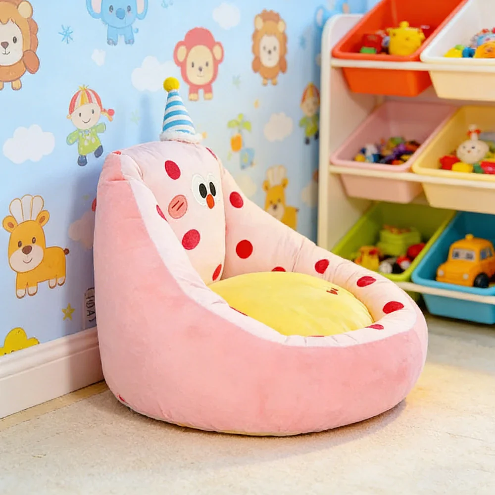 LIVARA 45/55cm Floor Seat Cushion, Wraparound Support Design, Plush Filled Core, Pink Polka Dot Pattern, Non-Slip Base - Image 2