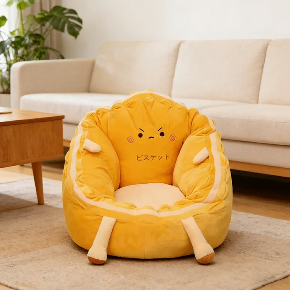 LIVARA 40/60cm Floor Seat Cushion, Wraparound Support Design, Plush Filled Core, Cute Cookie Pattern, Non-Slip Base - Image 2