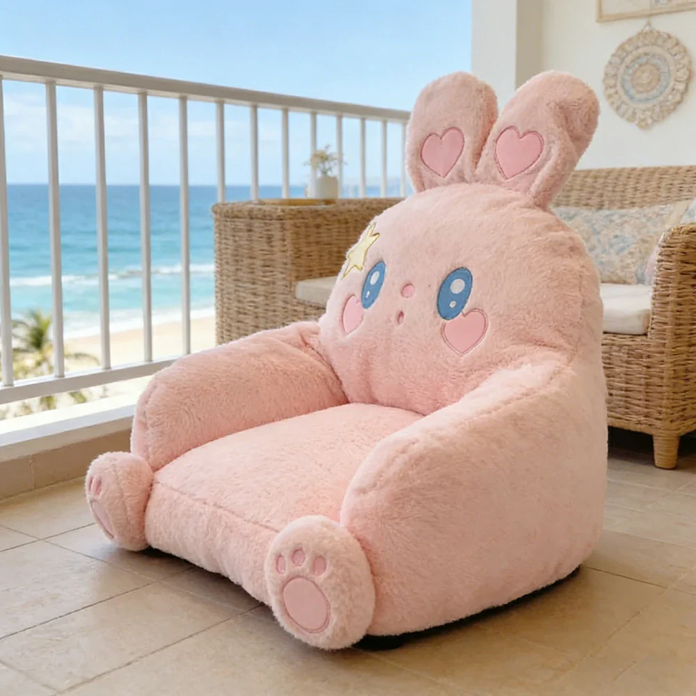 LIVARA Animal-Shaped Floor Lounge Cushion, Wraparound Comfort Design, Plush Filled Cushion, Non-Slip Base, Versatile Use - Pink - Image 4