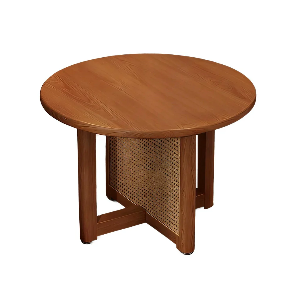 LIVARA Coffee Table with Storage, Solid Wood Frame, Handwoven Rattan Panels, Rounded Corners, Reinforced Legs - Brown