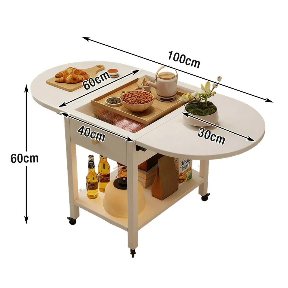LIVARA Folding Coffee Table, 3-in-1 Convertible Design with Drawer, Solid Wood Frame, Extendable Top, Storage Shelf & Lockable Casters - White - Image 5