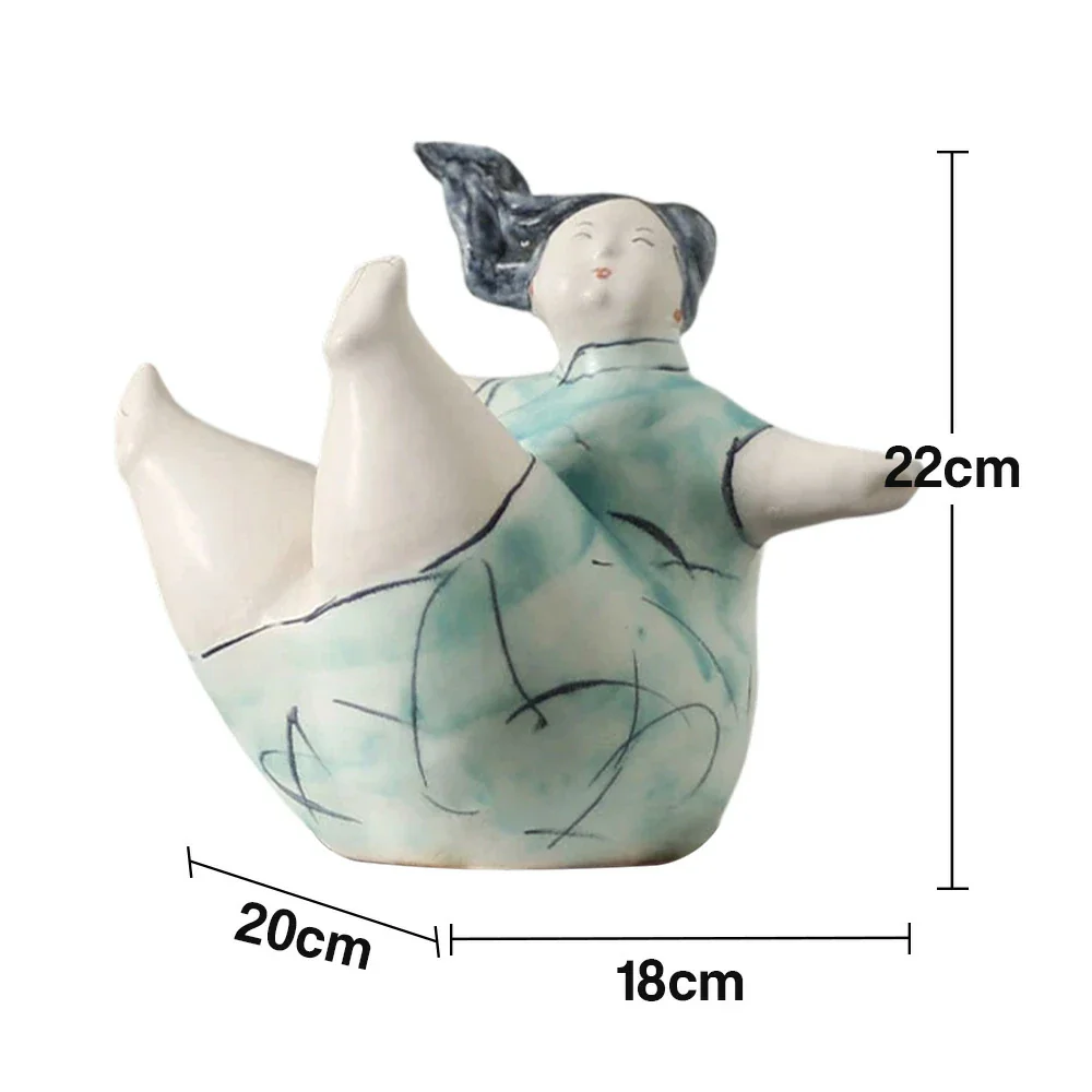 LIVARA Sculptural Ceramic Figurine - Expressive Dancing Form with Hand-Painted Line Art Finish, Artistic Statement Decor for Modern Interiors - Green - Image 5