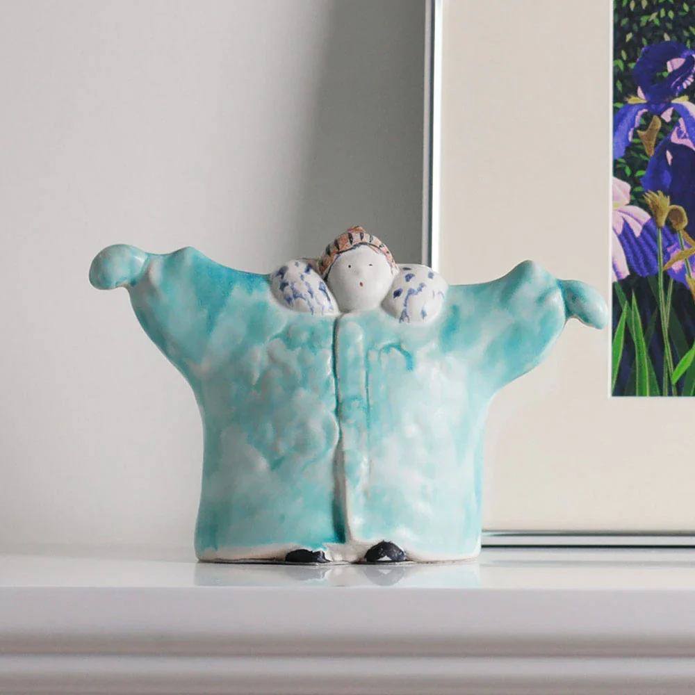 LIVARA Embrace Ceramic Figurine - Sculptural Hugging Design with Handcrafted Artistic Finish, Heartwarming Accent Decor for Modern Homes - Light Blue - Image 2