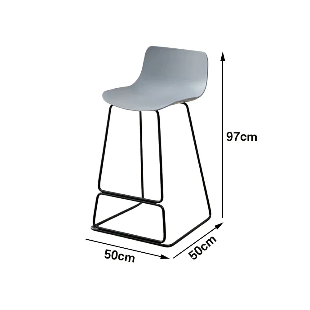 LIVARA 87/97cm Bar Chair - Ergonomic Curved Seat, Durable PP Shell, Powder-Coated Steel Frame, Commercial-Grade Stability - Grey - Image 6