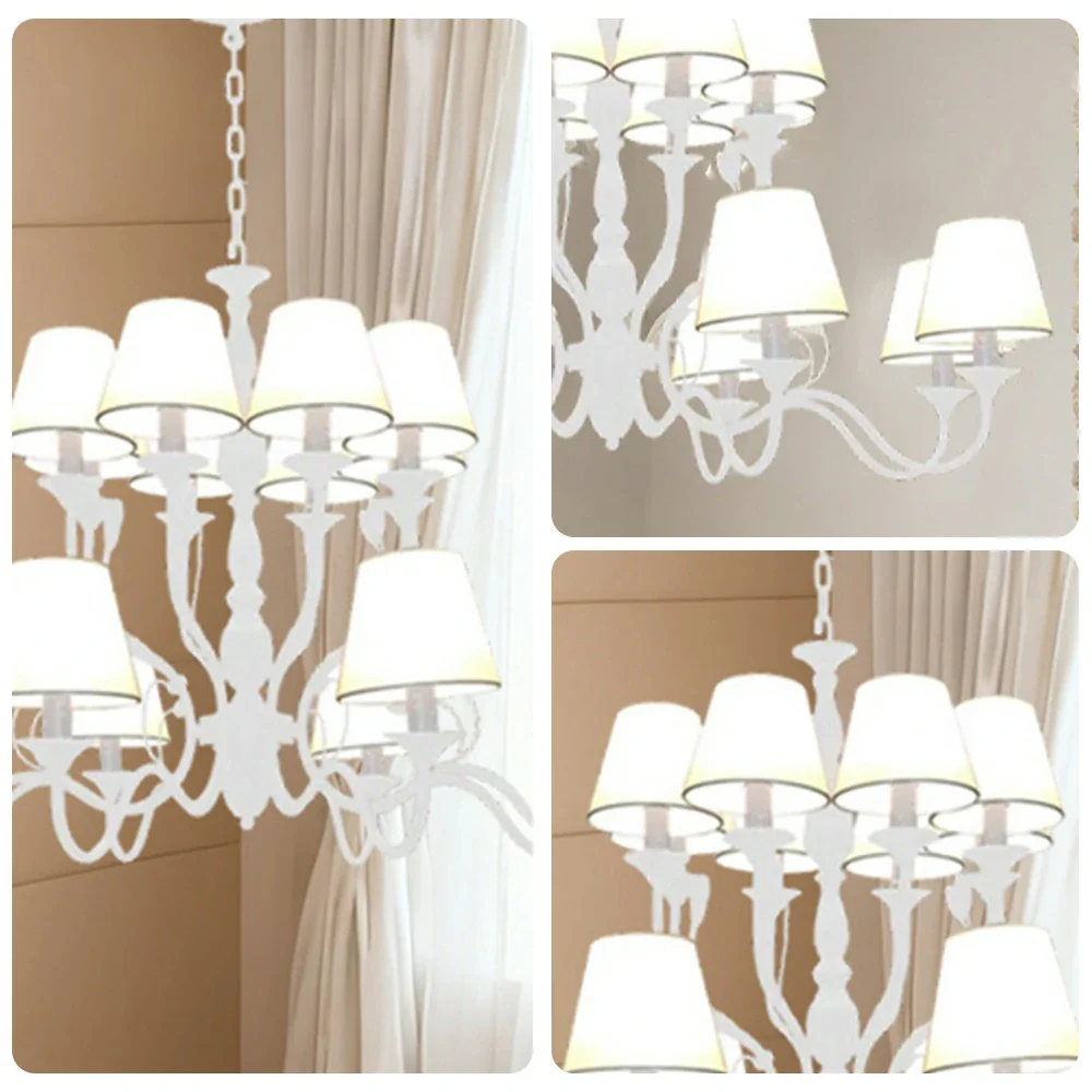 LIVARA Pendant Light 80/100cm Heavy-Duty Metal Frame Adjustable Chain Iron Ceiling Plate - Stylish Design with Corrosion Resistance - White - Image 8