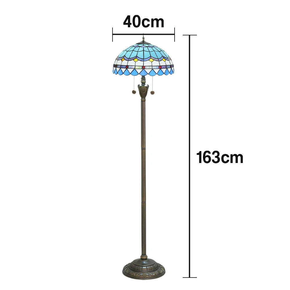 LIVARA Crystal Floor Lamp - High-Temperature Glass Shade, Copper Pendant, Dual Zipper Switch, E27 Socket, Adjustable Height for Soft Glow - Blue - Image 5