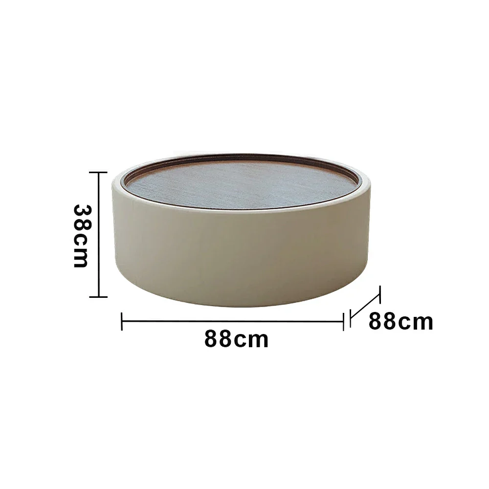 LIVARA Round Storage Coffee Table Hidden Storage Smooth Curved Design Modern Minimal Style - White - Image 5