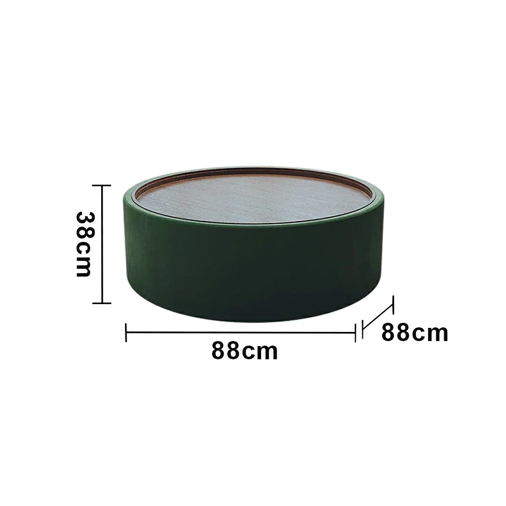 LIVARA Round Storage Coffee Table Hidden Storage Smooth Curved Design Modern Minimal Style - Green - Image 5