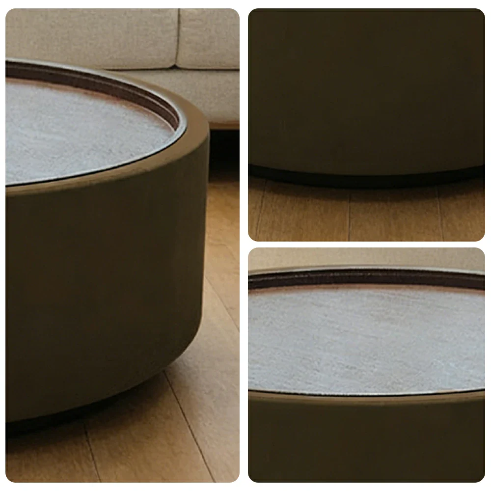 LIVARA Round Storage Coffee Table Hidden Storage Smooth Curved Design Modern Minimal Style - Brown - Image 3
